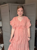 Coral Embroidered Maxi Dress
