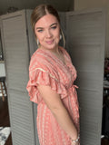Coral Embroidered Maxi Dress