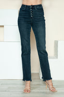 Judy Blue Full Size Button Fly Hem Destroy Straight Jeans-online exclusive
