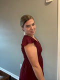 Maroon Flutter Sleeve Maxi Dress
