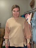 Raw Trim Stripe Pullover