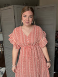 Coral Embroidered Maxi Dress