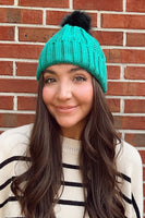 Green Satin Lined Pom Beanie (online exclusive)