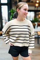 Cozy Black Stripe Crop Sweater-online exclusive