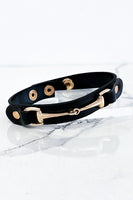 Black Equestrian Style Leather Bracelet-online exclusive