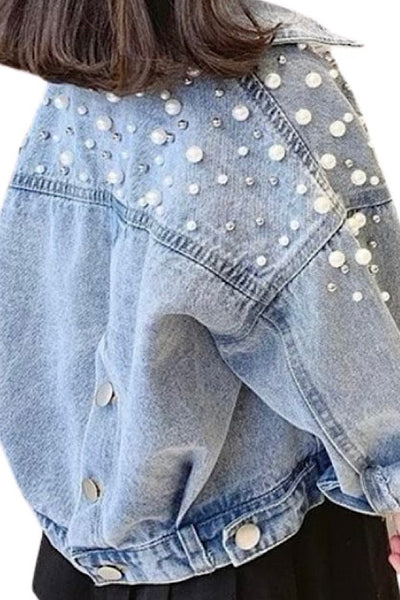 Kids Pearl Studded Denim Jacket (online exclusive)