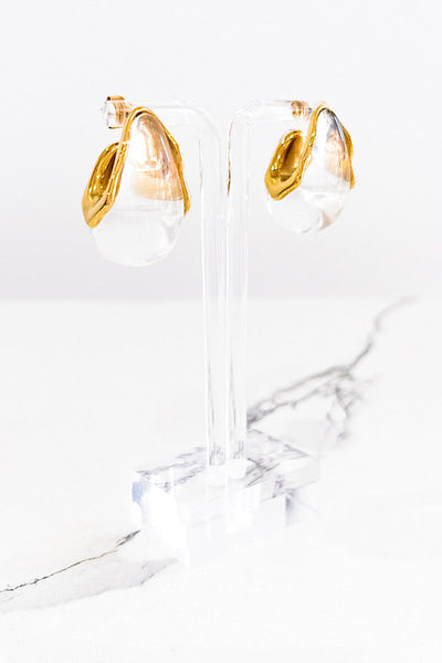 Natural Elements Chunky Gold Clear Hoop Earrings (online exclusive)