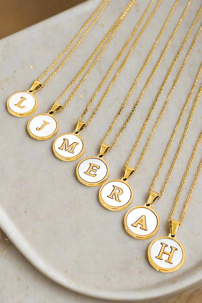 Gold Pearl Initial Necklace-online exclusive