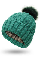 Green Satin Lined Pom Beanie (online exclusive)