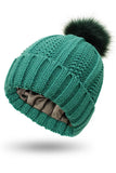 Green Satin Lined Pom Beanie (online exclusive)