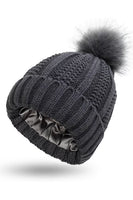 Dark Gray Satin Lined Pom Beanie-Online Exclusive