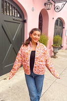 Pink Floral Lightweight Quilted Jacket-online exclusive